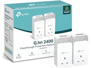 TP-Link PG2400PKIT Wired Passthrough G.hn 2400 Powerline Adapter, Faster G.hn Technology, Powerline Network Adapters with 2+2 Gigabit Ethernet Ports, No Configuration Required, Plug and Play,Pack of 2