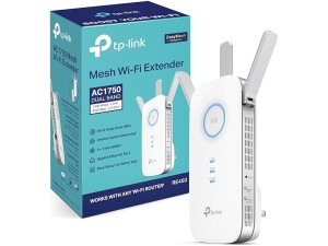 TP-Link RE450 AC1750Mbps Dual-Band WiFi Extender Booster, Simultaneous 450Mbps on 2.4GHz + 1300Mbps on 5GHz, Range Extender Hotspot with 1 Gigabit Port and 3 External Antennas, Access Point Mode