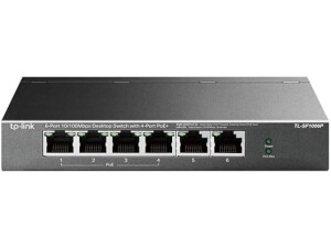 TP-Link TL-SF1006P 6 Port Fast Ethernet 10/100Mbps PoE Switch, 4 PoE+ Ports at 67W Plug & Play, Sturdy Metal w/Shielded Ports Network Switch, Extend Mode and Priority Mode