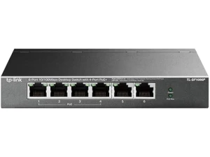 TP-Link TL-SF1006P 6 Port Fast Ethernet 10/100Mbps PoE Switch, 4 PoE+ Ports at 67W Plug & Play, Sturdy Metal w/Shielded Ports Network Switch, Extend Mode and Priority Mode