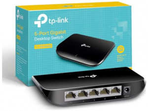 TP-Link TL-SG1005D, 5 Port Gigabit Ethernet Network Switch, Ethernet Splitter, Hub, Desktop and Wall-Mounting, Plastic Case, Plug and Play, Energy-Saving, Black
