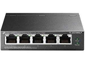TP-Link TL-SG1005LP 5 Port Gigabit PoE Switch, 4? Gigabit PoE+ Ports, 802.3af/at 30W, 40W Total Budget, Network switch, Power Saving, Plug & Play, Metal Case, Ethernet Switch, Ethernet Splitter
