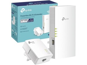 TP-Link TL-WPA7817 KIT AV1000 Powerline Adapter, AX1500Mbps WiFi 6 Internet Booster, 300 Meters Range, EasyMesh, Gigabit Ethernet Port, Flexibly Create Whole Home Mesh WiFi Extender, Plug & Play