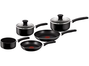 Tefal Delight 5 Piece Non Stick, All hobs Compatible excluding Induction, Black B470S544