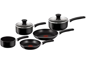 Tefal Delight 5 Piece Non Stick, All hobs Compatible excluding Induction, Black B470S544