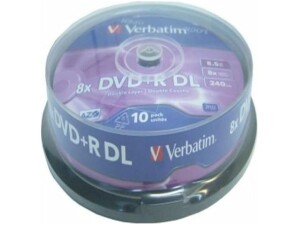 Verbatim DVD+R, 8.5 GB, 8x Double Layer Spindle, Pack of 10
