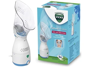 Vicks Sinus Inhaler - Suitable during Coughs, Colds or Blocked Noses - Adjustable Steam Control - Automatic Shut Off - Essential Oil Pads Included - VH200