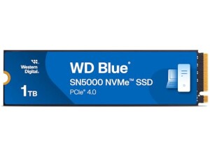 WD Blue SN5000 1TB SSD, M.2 2280 NVMe SSD, Read speeds up to 5150 MB/s, PCIe Gen4, nCache Technology, Free Acronis True Image data migration software, Internal solid state drive, Color May Vary
