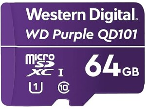 Western Digital WD Purple SC QD101 64GB Smart Video Surveillance microSDXC Card, Ultra Endurance Up to 32 TBW
