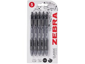 Zebra Pen Z Grip Black Ballpoint, Smooth & Comfortable Pens With Pocket Clip, Retractable Ballpoint, Reliable Black Biro Pens Multipack For Everyday Use - Black Ink, Medium Point