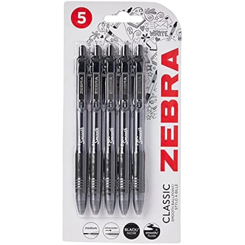 Zebra-Pen-Z-Grip-Black-Ballpoint-Smooth-Comfortable-Pens-With-Pocket-Clip-Retractable-Ballpoint-Reliable-Black-Biro-B00SYH3616