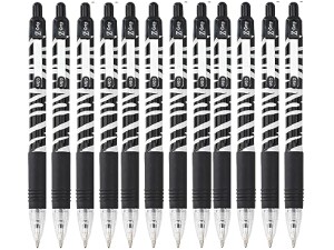 Zebra Pen Z Grip Black Pens Ballpoint, Smooth & Funky Pens With Pocket Clip, Retractable Black Ink Ballpoint, Reliable Black Biro Multipack For Everyday Use - Zebra Design, 12pk