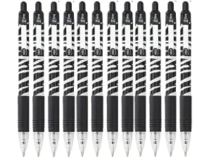 Zebra Pen Z Grip Black Pens Ballpoint, Smooth & Funky Pens With Pocket Clip, Retractable Black Ink Ballpoint, Reliable Black Biro Multipack For Everyday Use - Zebra Design, 12pk