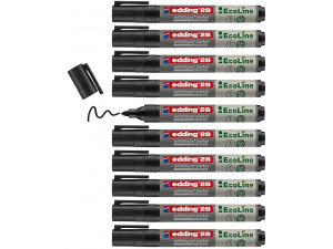 edding 28 Ecoline whiteboard marker - black - box of 10 whiteboard pens - round tip 1.5-3 mm - whiteboard pen dry wipe - for whiteboards, flipcharts, pinboards, memo boards - sketchnotes - refillable