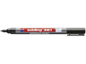 edding 361 whiteboard marker - black - 1 whiteboard pen - round tip 1 mm - whiteboard pen dry wipe - for whiteboards, flipcharts, pinboards, magnetic and memo boards - sketchnotes - refillable