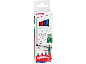 edding 361 whiteboard marker set - multi-coloured - 4 whiteboard pens - round nib 1 mm - whiteboard pen dry wipe - for whiteboards, flipcharts, magnetic, memo boards - sketchnotes - refillable