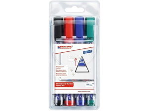 edding 363 whiteboard marker set - multi-coloured - 4 whiteboard pens - chisel nib 1-5 mm - whiteboard pen dry wipe - for whiteboards, flipcharts, magnetic, memo boards - sketchnotes - refillable