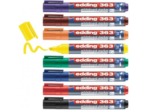 edding 363 whiteboard marker set - multi-coloured - 8 whiteboard pens - chisel nib 1-5 mm - whiteboard pen dry wipe - for whiteboards, flipcharts, magnetic, memo boards - sketchnotes - refillable