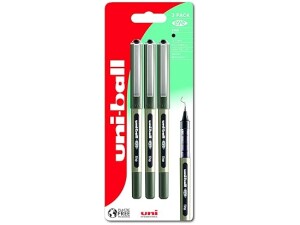 uni-ball UB-157 Eye Rollerball Pens. Premium Fine 0.7mm Ballpoint Tip for Super Smooth Handwriting, Drawing, Art, Crafts and Colouring. Fade and Water Resistant Liquid Uni Super Ink. Pack of 3 Black